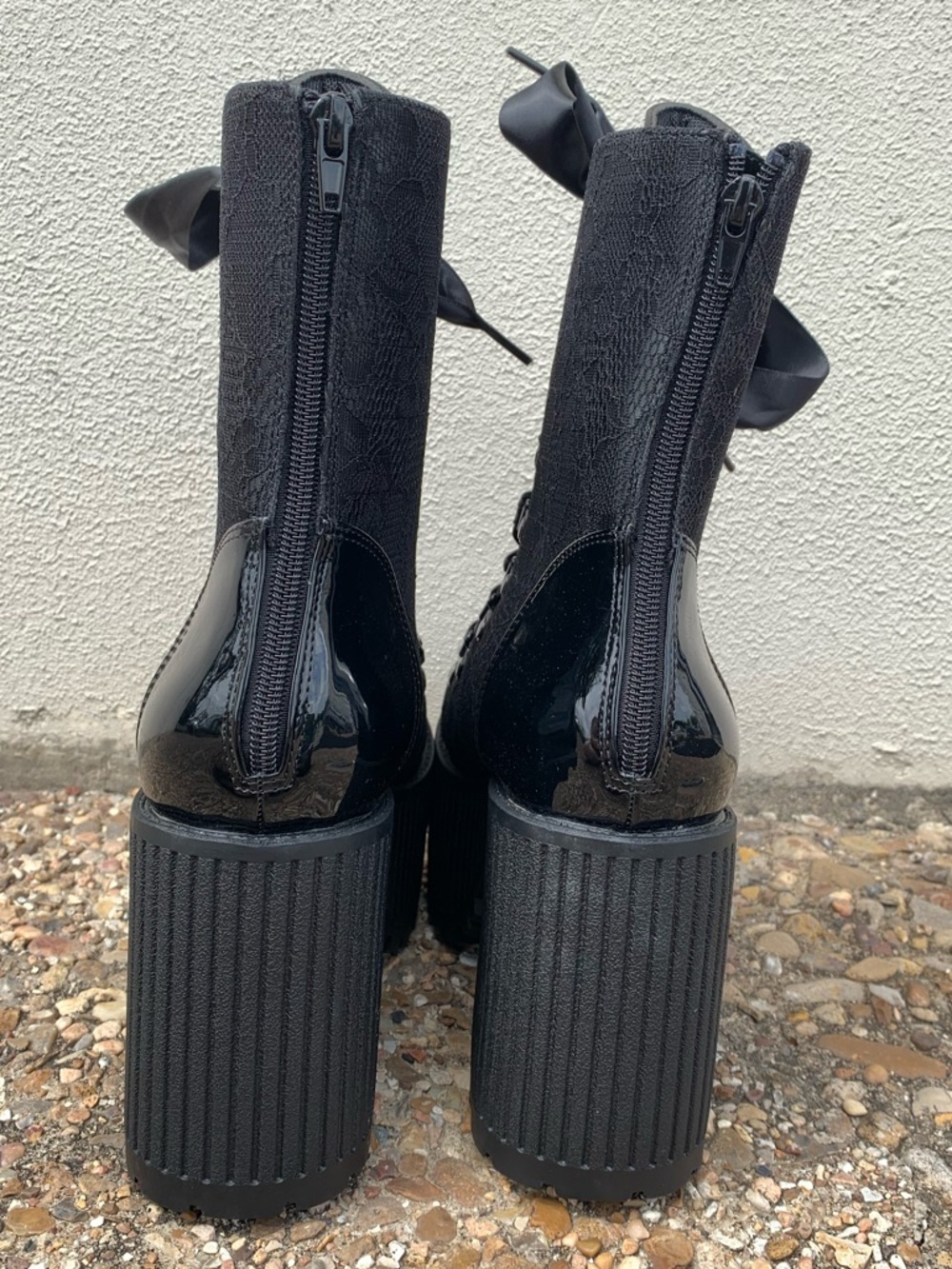 STRANGE CVLT Pandora Fabric Lace Black Boots, 8 - Picture 4 of 16
